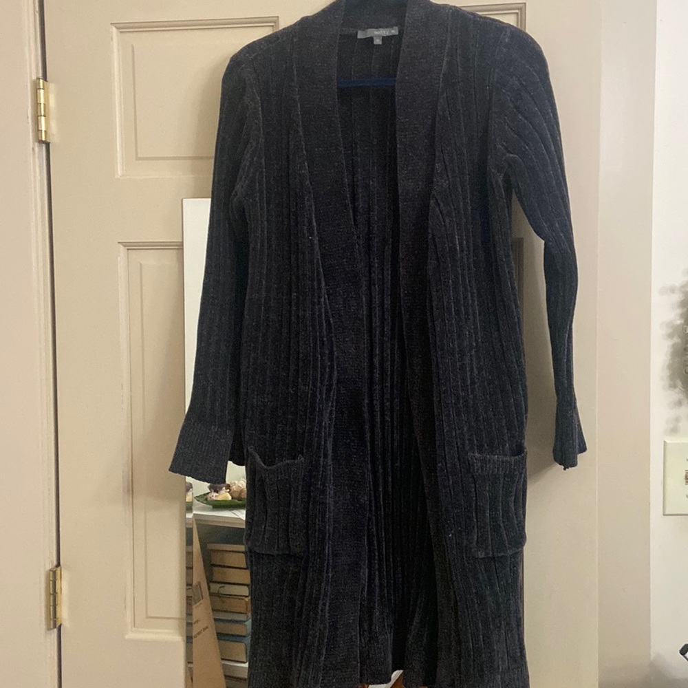 matty m. Long sweater coat with pockets.